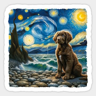 Starry Chesapeake Bay Retriever Dog Portrait - Pet Portrait Sticker